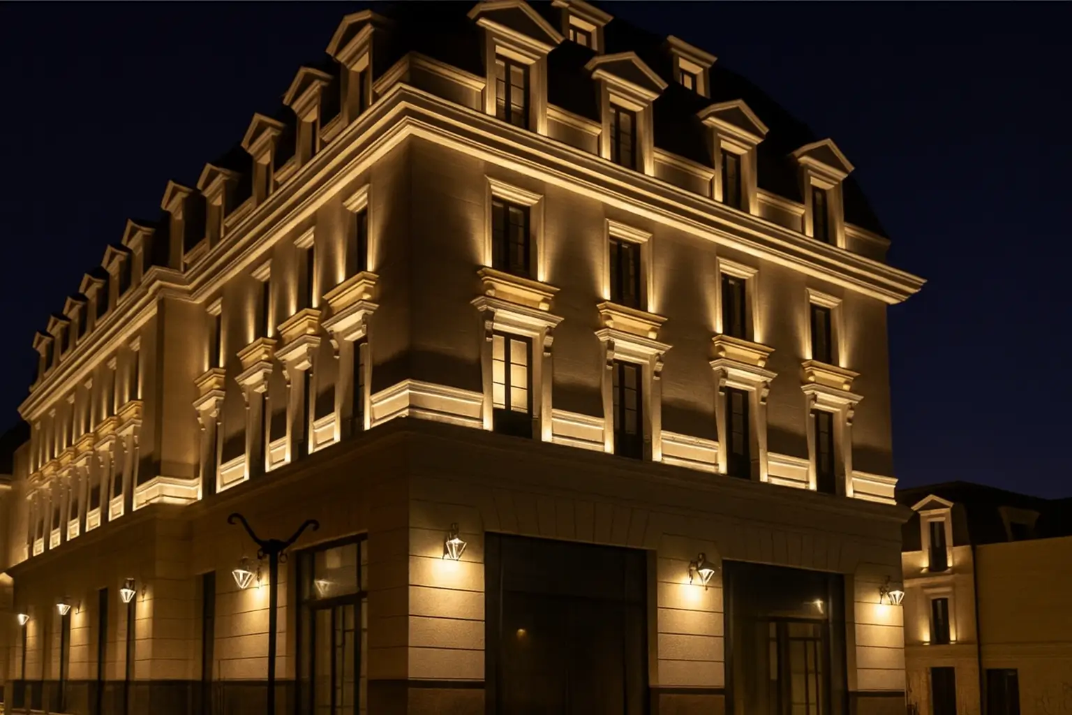 نورپردازی سنگ نمای ساختمان